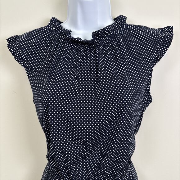 Adrianna Pappell Polka Dot Wide Leg Ruffle Neck Jumpsuit Small - Picture 2 of 15
